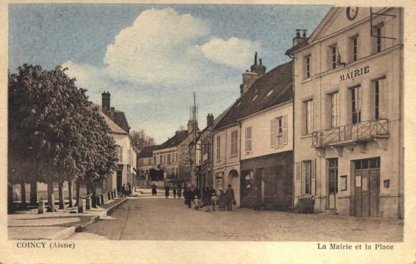 La Mairie et la place - carte colorisée
